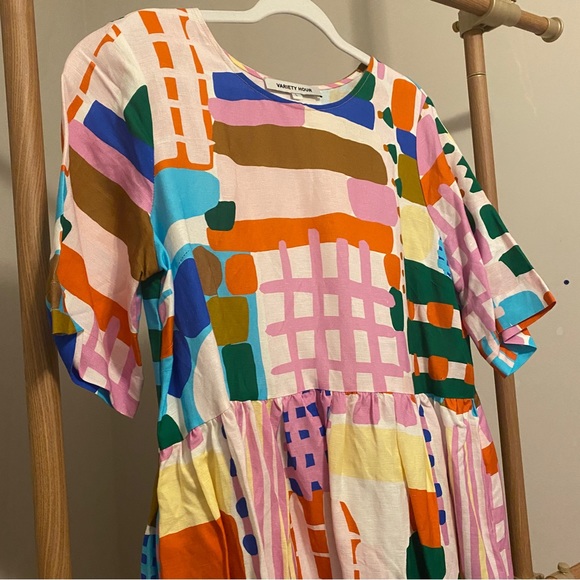 Unique Colorful Smock Dress With Pockets - Picture 7 of 7